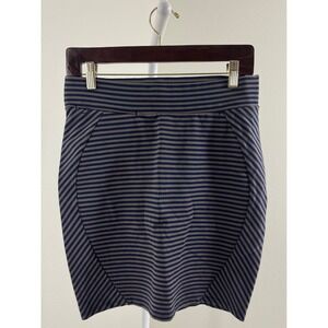 Toad&Co Womens Small Striped Tencel Blend Mini Skirt Navy Brown Stretch Casual‎